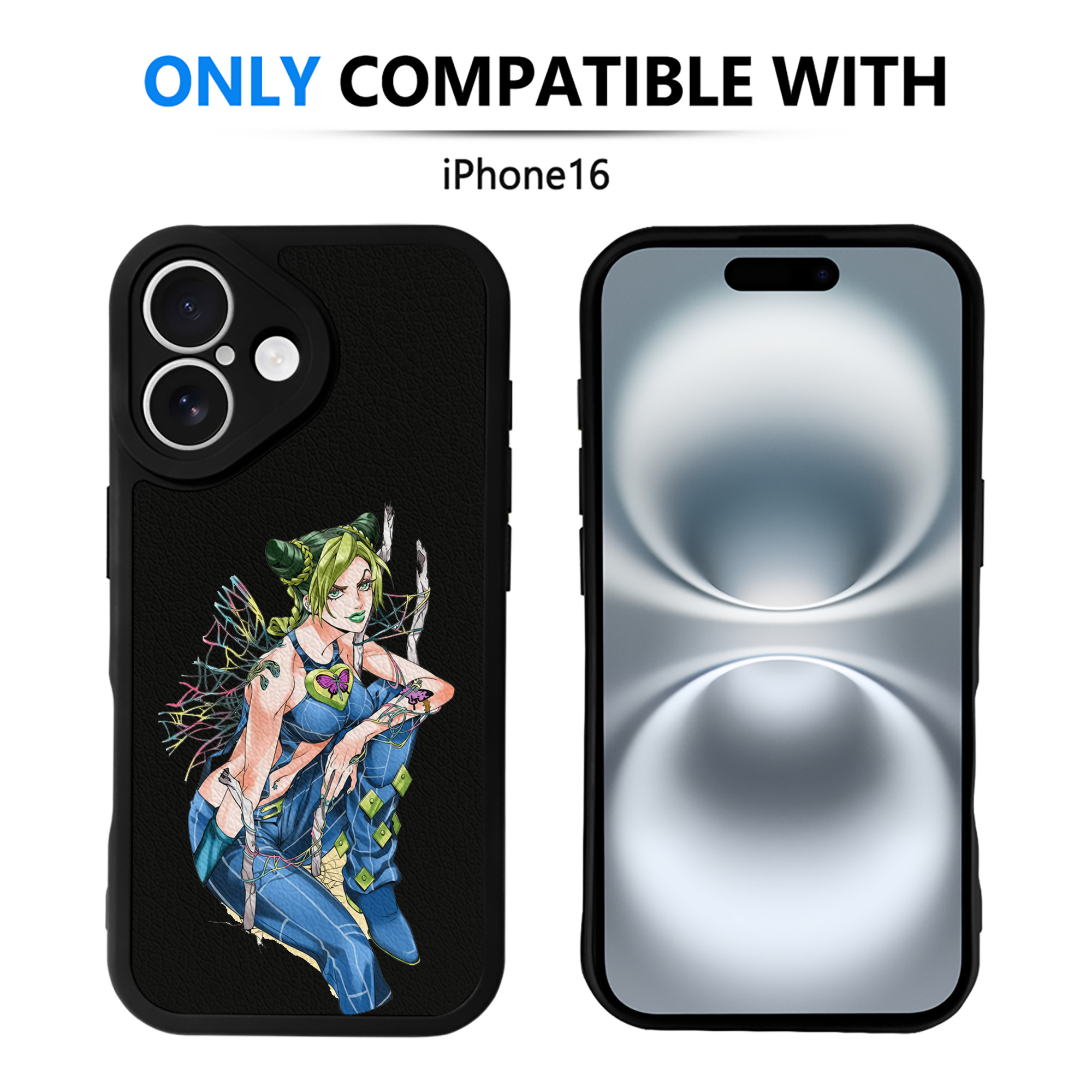 （画像用） "ジョジョの奇妙な冒険 くうじょう ジョリーン JoJo's Bizarre Adventure Jolyne Cujoh " 【iPhone 16シリーズ対応】シリコンスマホケース（レザー調） 材質：シリコン